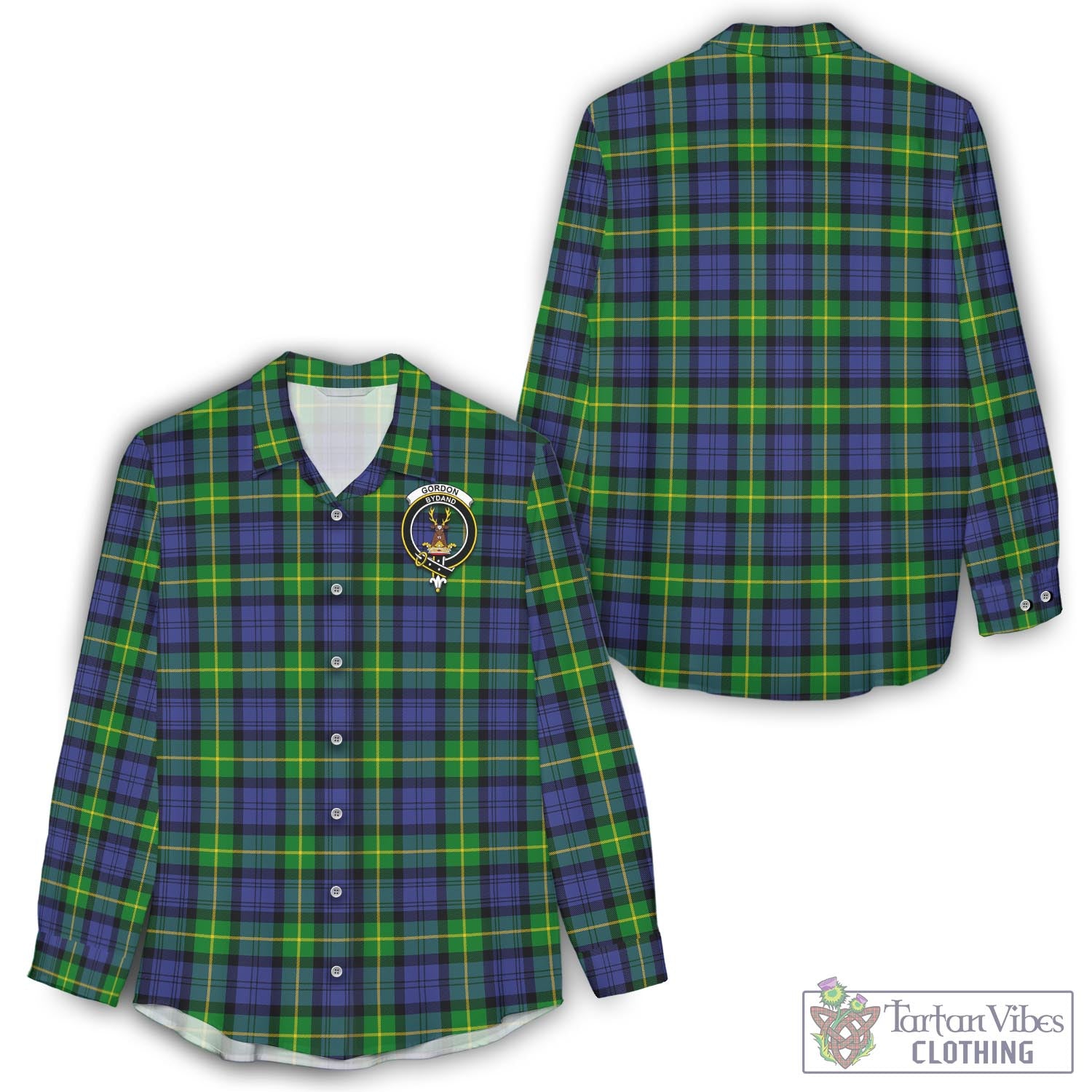 Tartan Vibes Clothing Gordon Modern Tartan Womens Casual Shirt with Family Crest