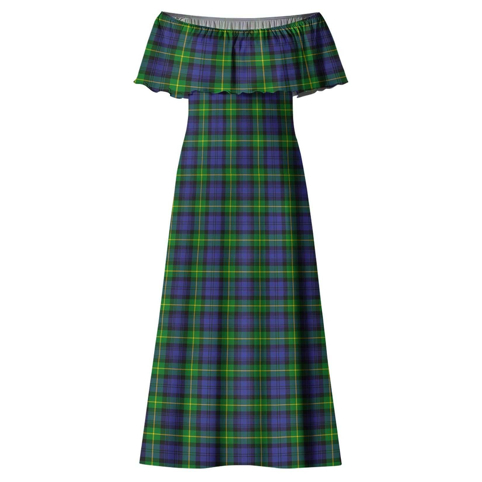 Gordon Modern Tartan Off Shoulder Long Dress - Tartanvibesclothing