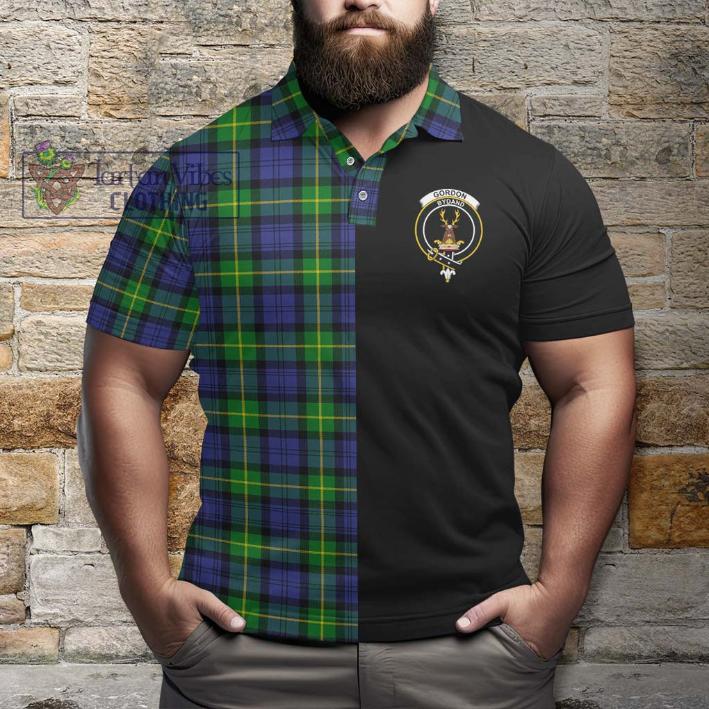 Gordon Modern Tartan Polo Shirt with Family Crest and Half Of Me Style - Tartanvibesclothing Shop