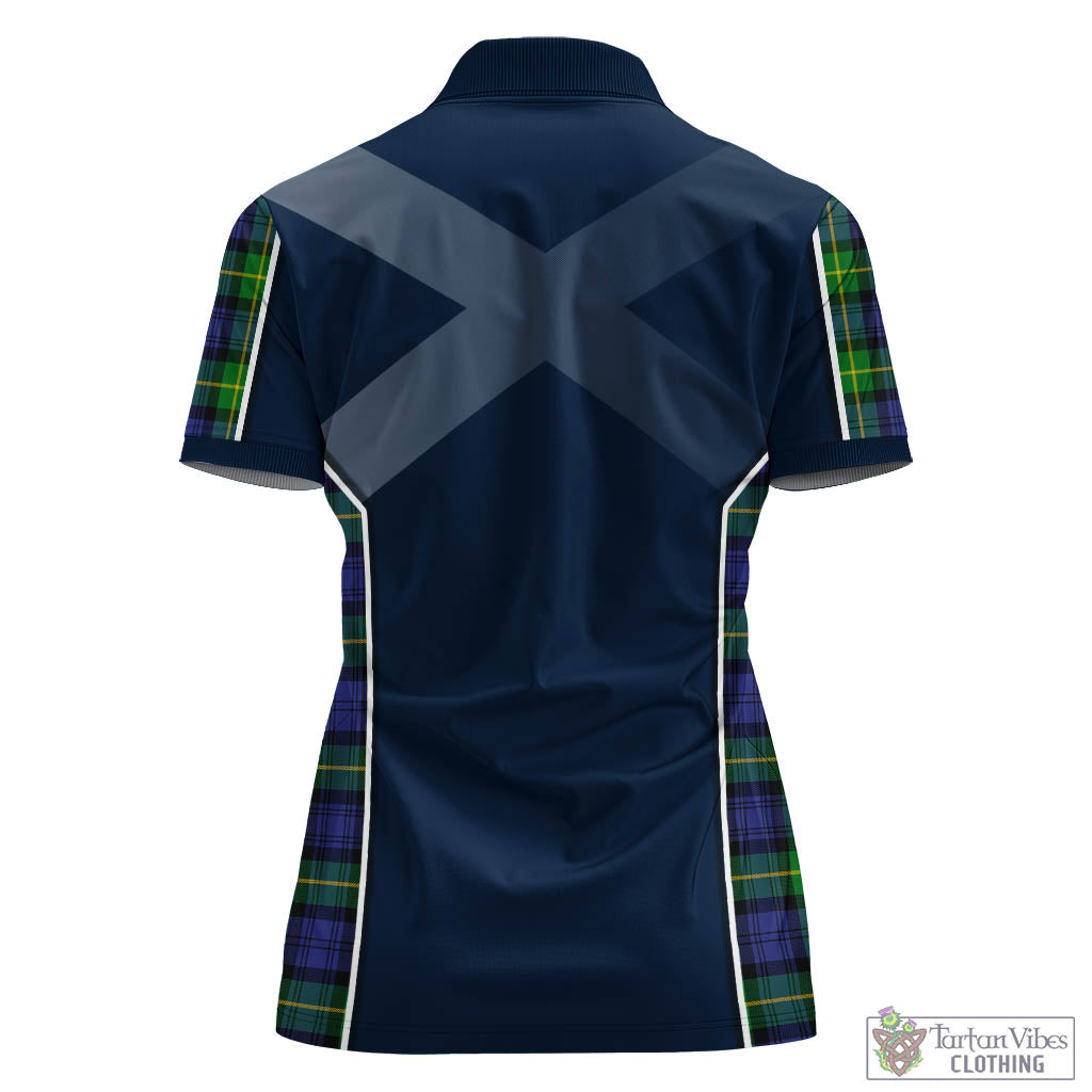Tartan Vibes Clothing Gordon Modern Tartan Women's Polo Shirt with Family Crest and Scottish Thistle Vibes Sport Style