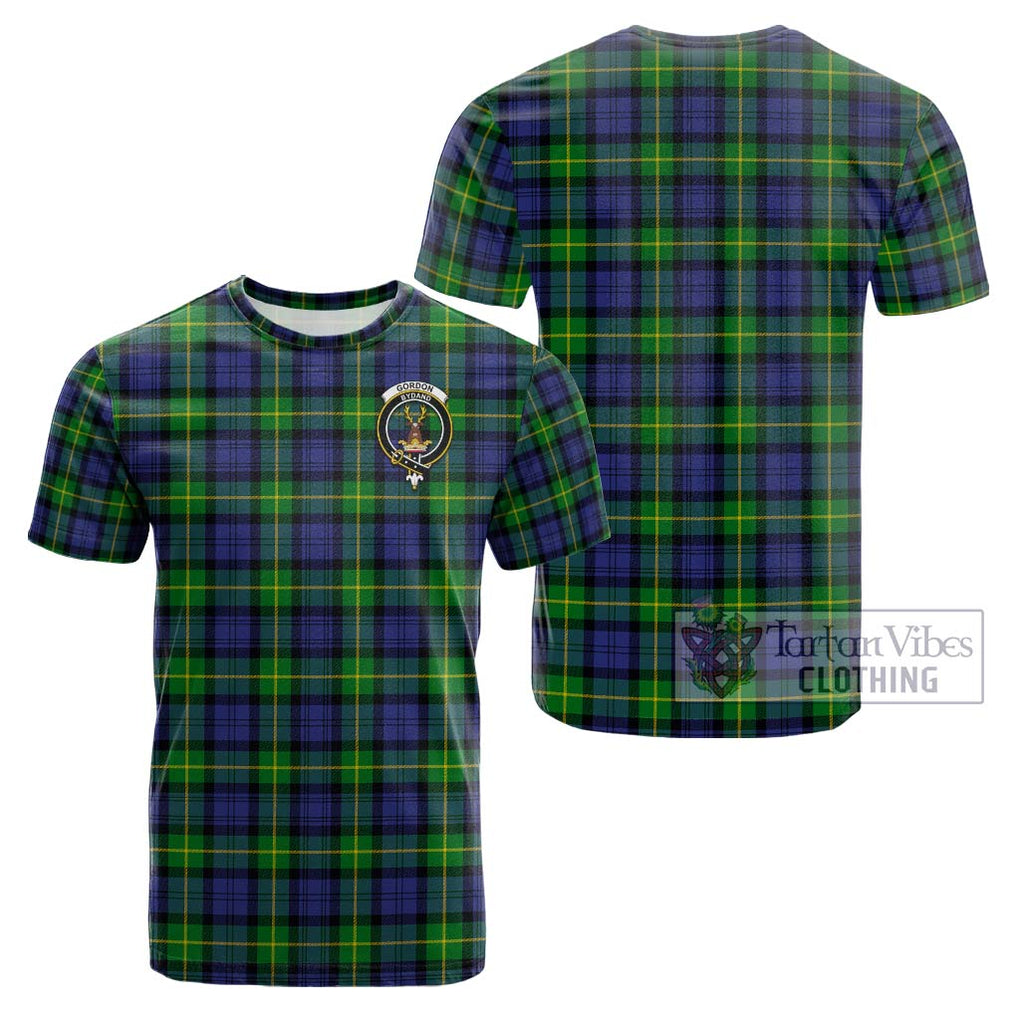 Gordon Modern Tartan Cotton T-Shirt with Family Crest Kid's Shirt - Tartanvibesclothing Shop