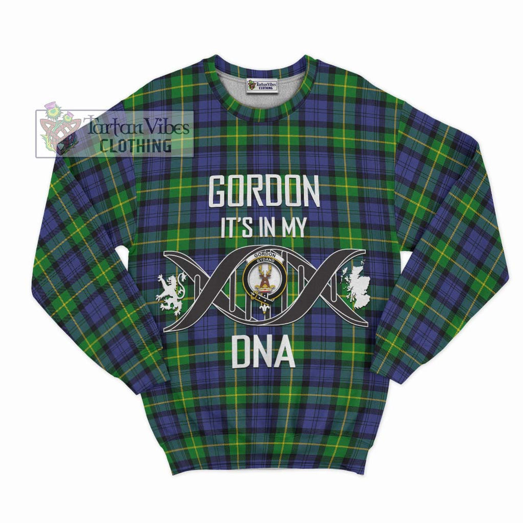 Gordon Modern Tartan Sweatshirt with Family Crest DNA In Me Style - Tartanvibesclothing Shop