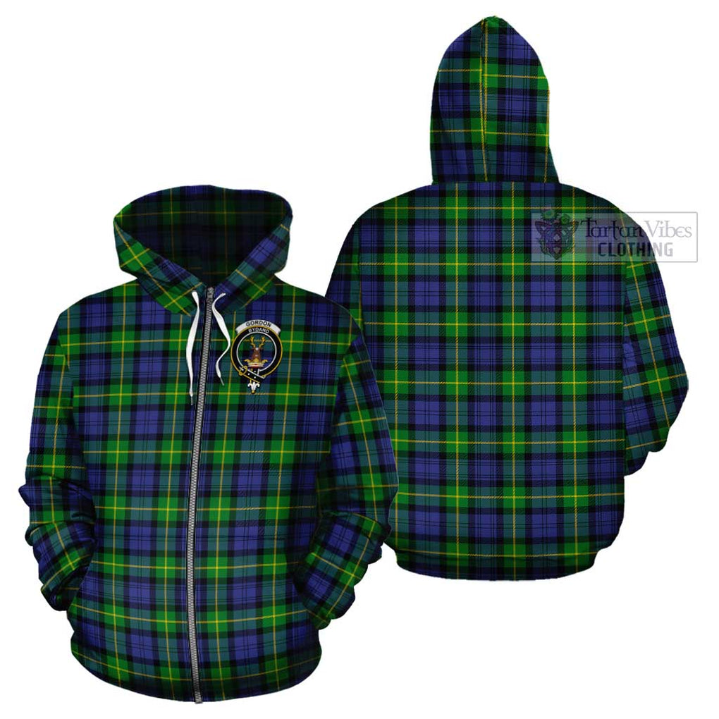 Gordon Modern Tartan Cotton Hoodie with Family Crest Zip Hoodie - Tartan Vibes Clothing