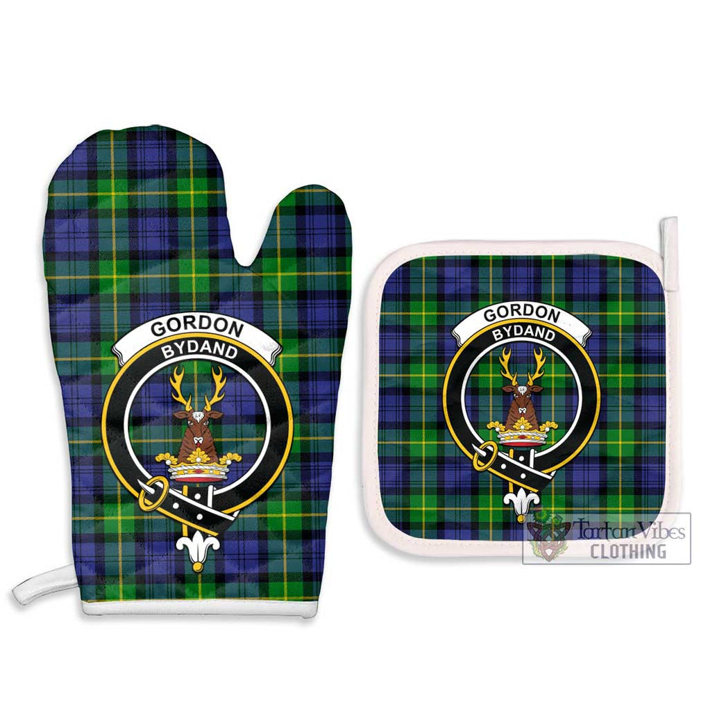 Gordon Modern Tartan Combo Oven Mitt & Pot-Holder with Family Crest Combo 1 Oven Mitt & 2 Pot-Holder White - Tartan Vibes Clothing