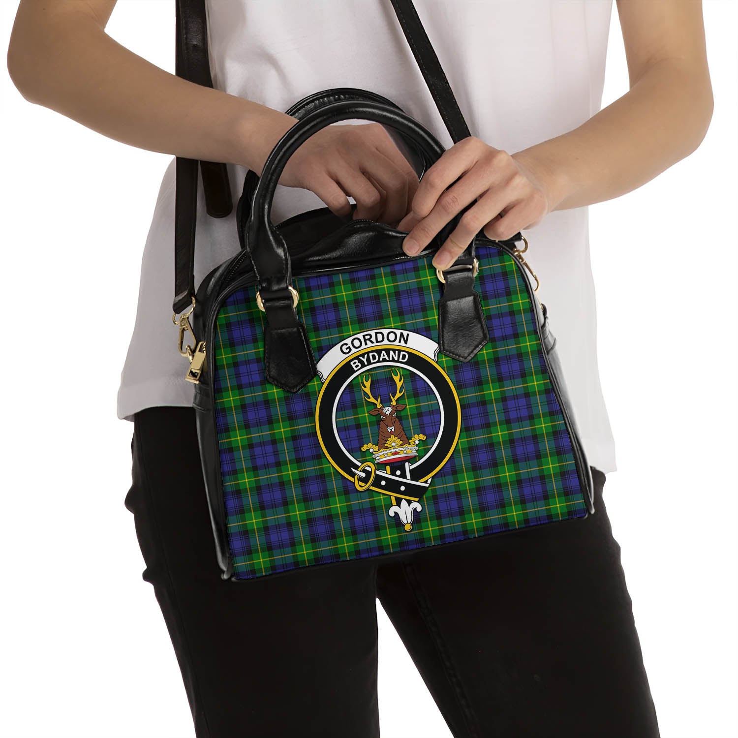 Gordon Modern Tartan Shoulder Handbags with Family Crest - Tartanvibesclothing