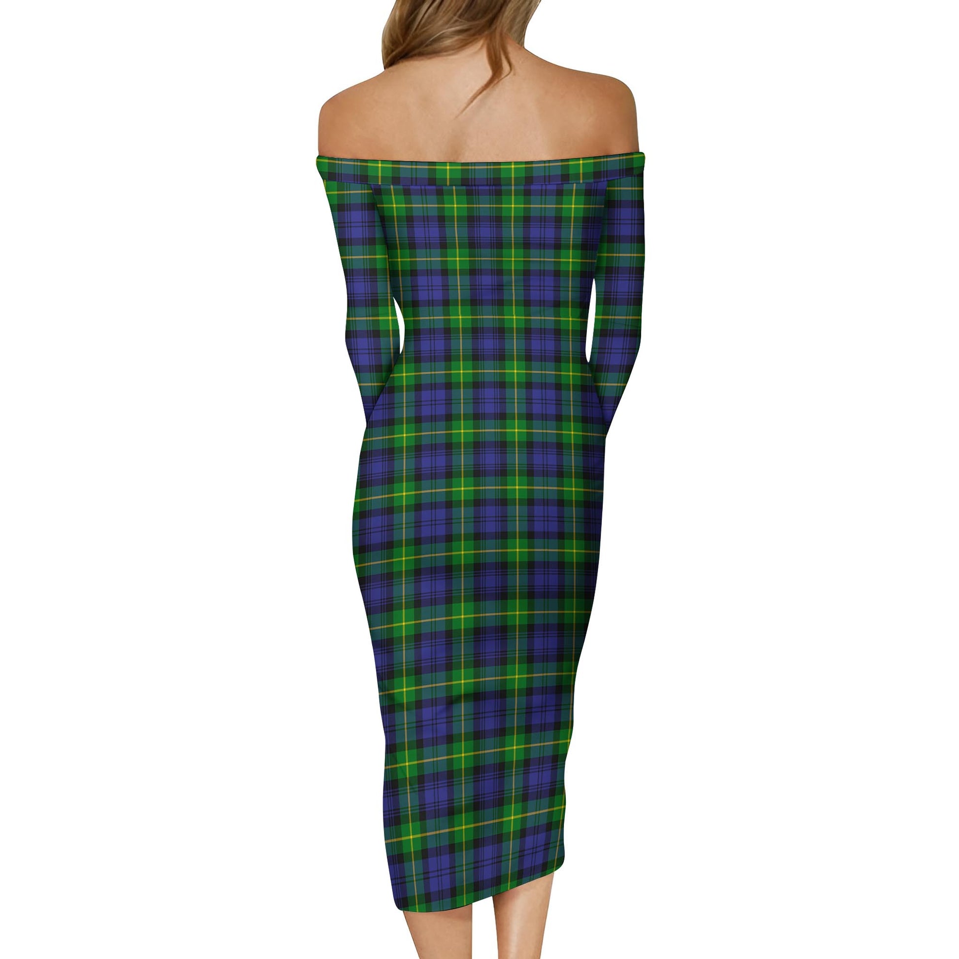 Gordon Modern Tartan Off Shoulder Lady Dress - Tartanvibesclothing