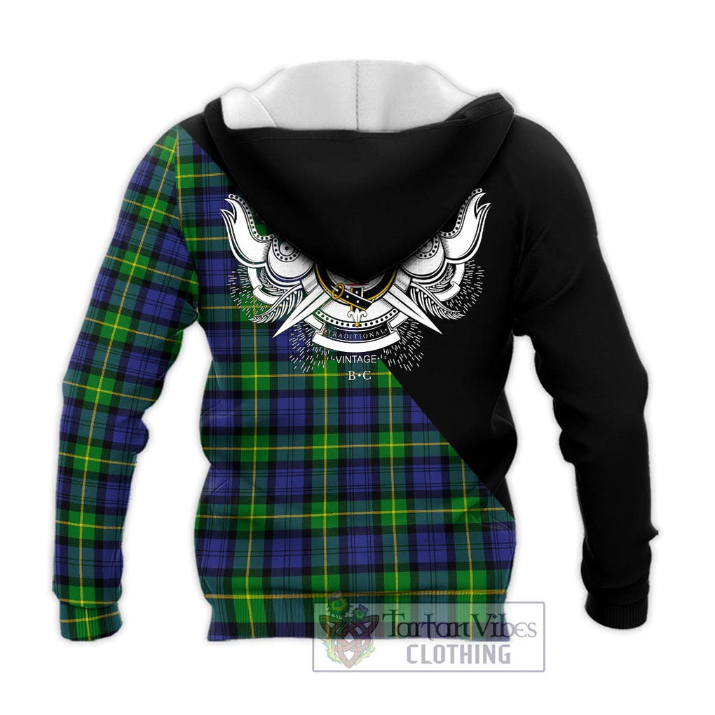 Gordon Modern Tartan Knitted Hoodie with Family Crest and Military Logo Style - Tartanvibesclothing Shop