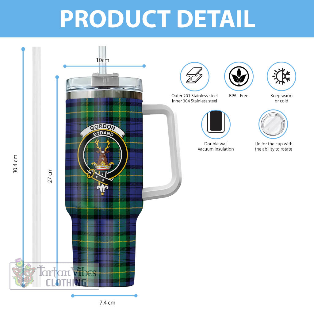 Tartan Vibes Clothing Gordon Modern Tartan and Family Crest Tumbler with Handle