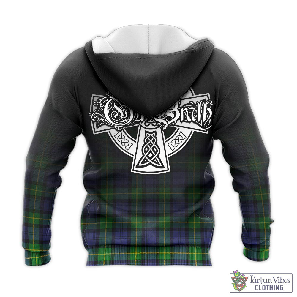 Tartan Vibes Clothing Gordon Modern Tartan Knitted Hoodie Featuring Alba Gu Brath Family Crest Celtic Inspired