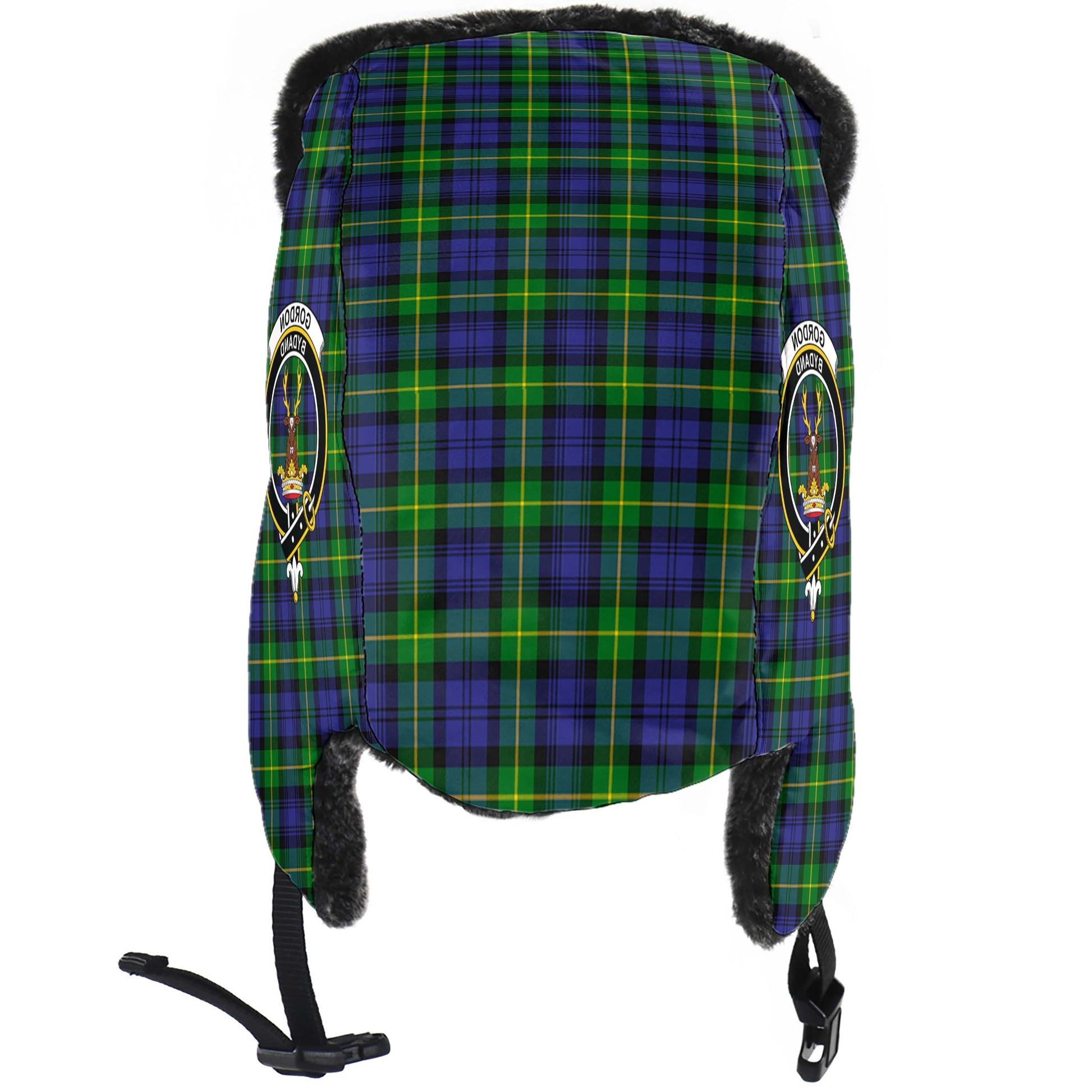 Gordon Modern Tartan Winter Trapper Hat with Family Crest - Tartanvibesclothing