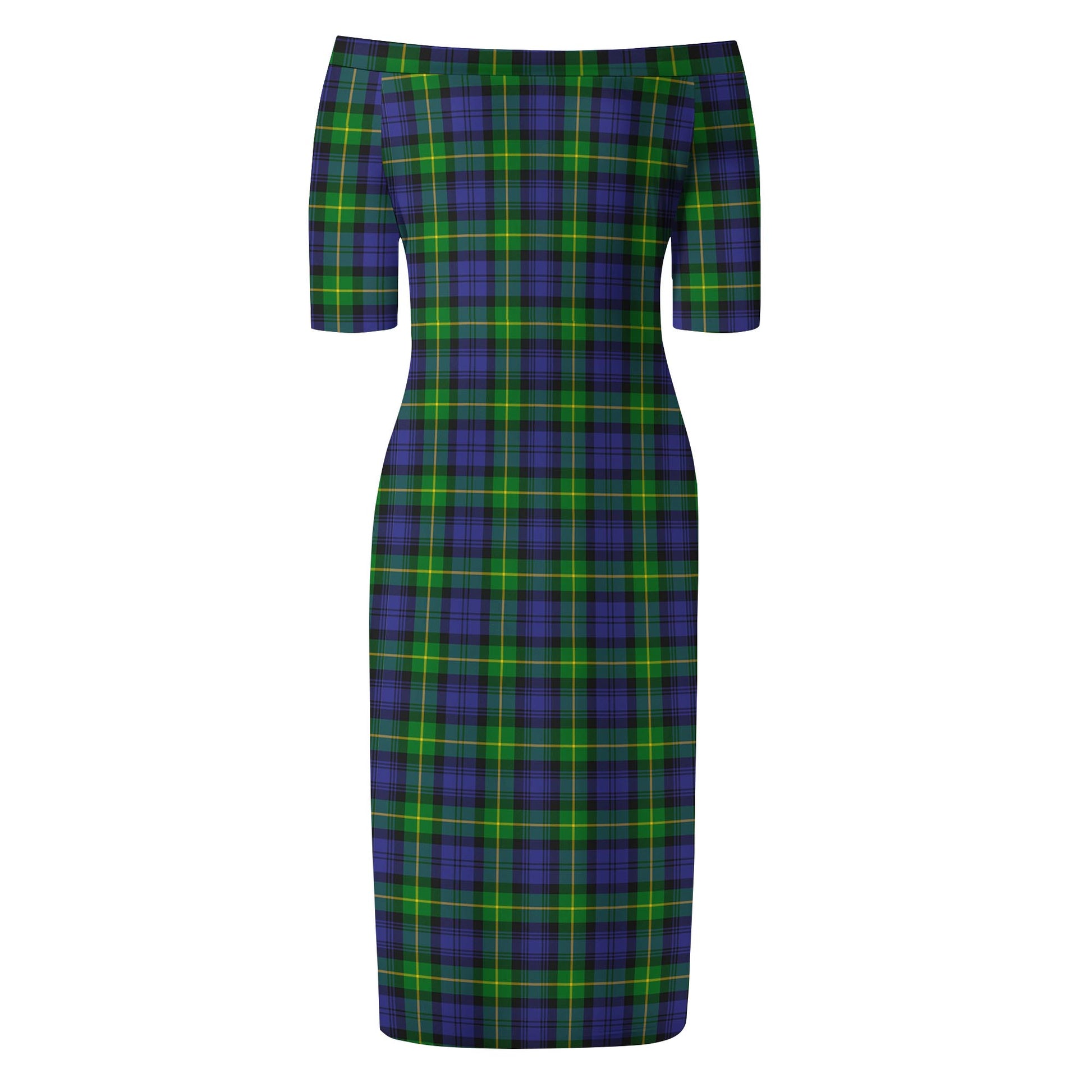 Gordon Modern Tartan Off Shoulder Lady Dress - Tartanvibesclothing