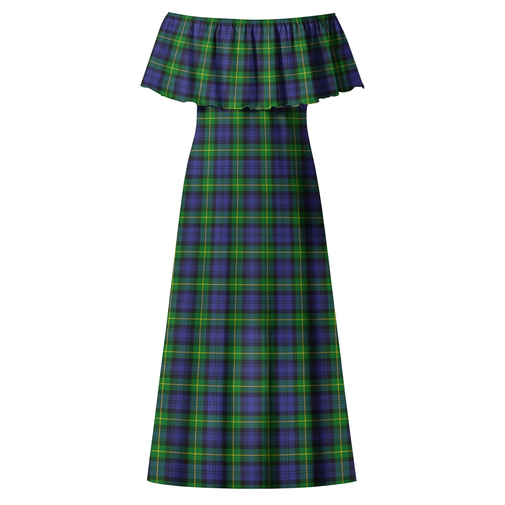 Gordon Modern Tartan Off Shoulder Long Dress - Tartanvibesclothing