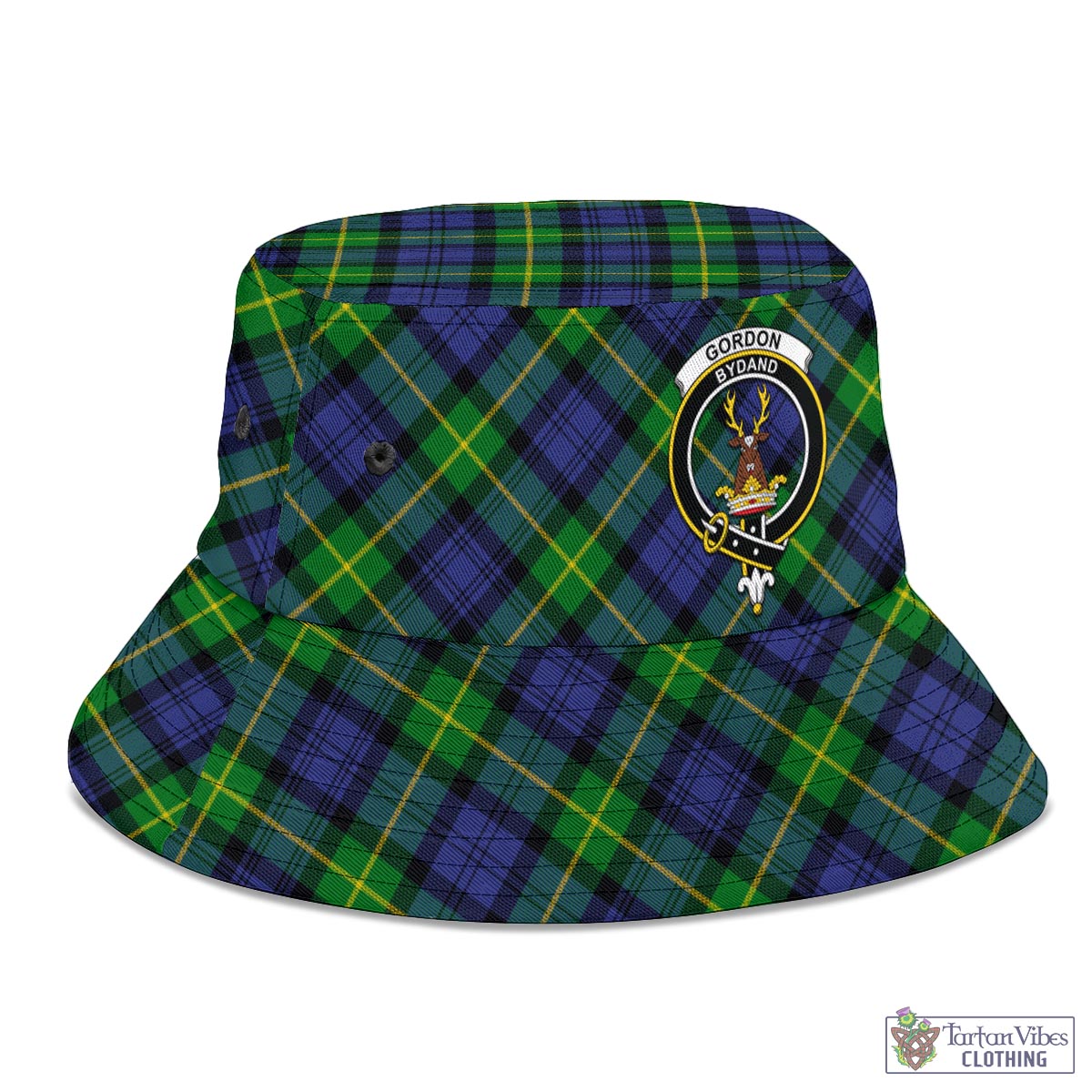 Tartan Vibes Clothing Gordon Modern Tartan Bucket Hat with Family Crest