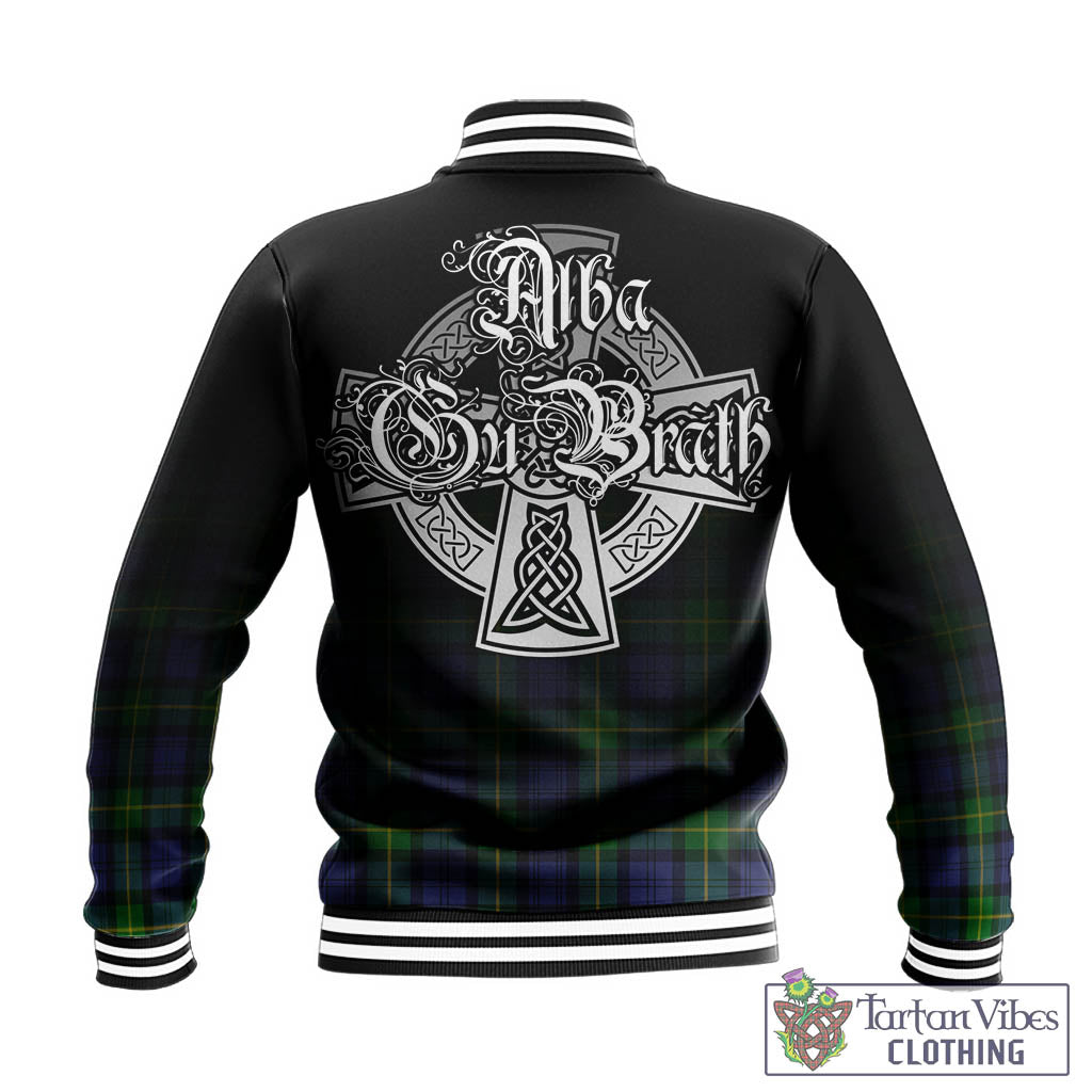 Tartan Vibes Clothing Gordon Modern Tartan Baseball Jacket Featuring Alba Gu Brath Family Crest Celtic Inspired