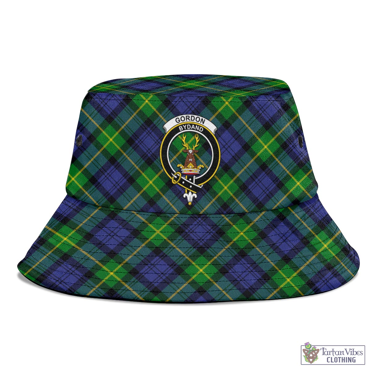 Tartan Vibes Clothing Gordon Modern Tartan Bucket Hat with Family Crest