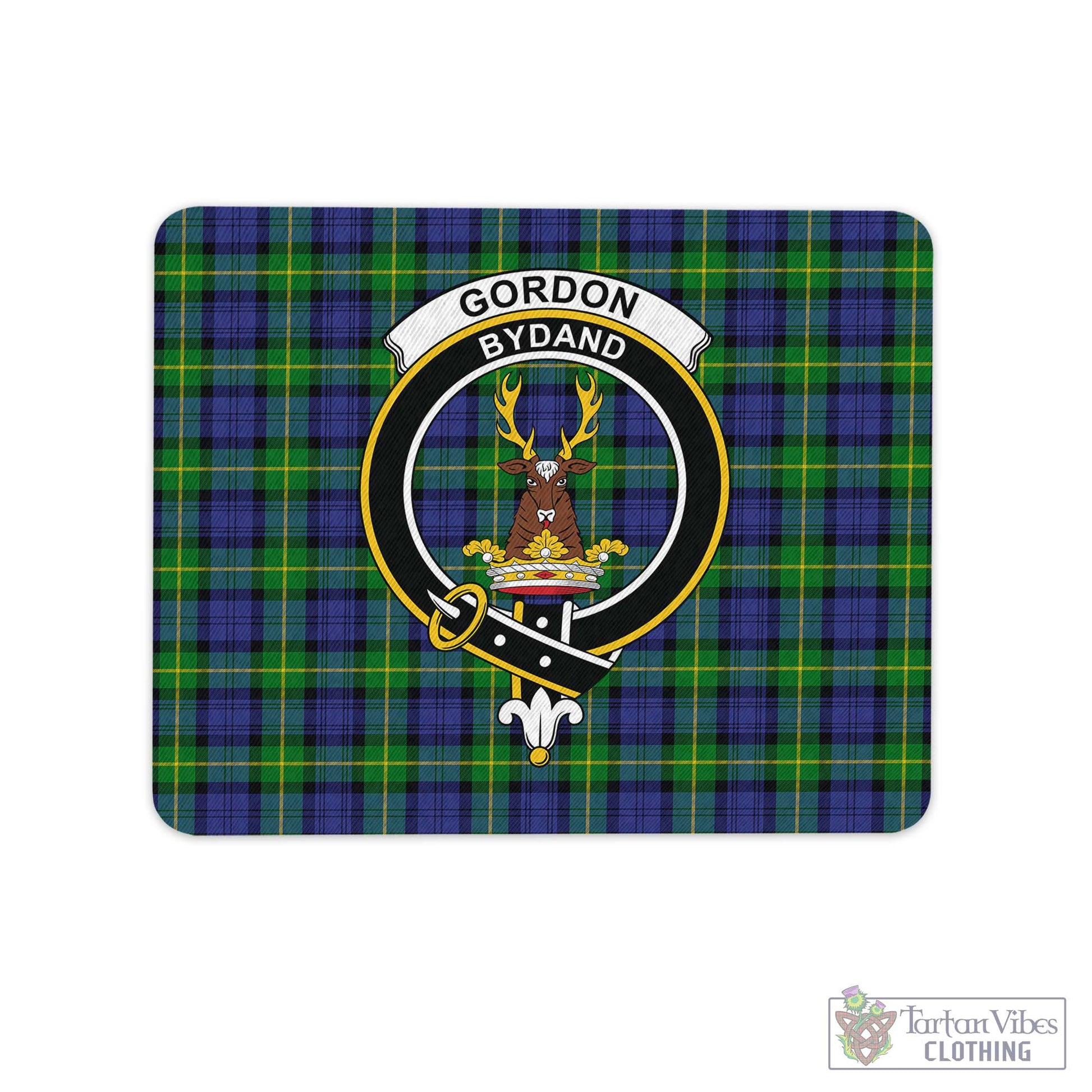 Tartan Vibes Clothing Gordon Modern Tartan Mouse Pad with Family Crest