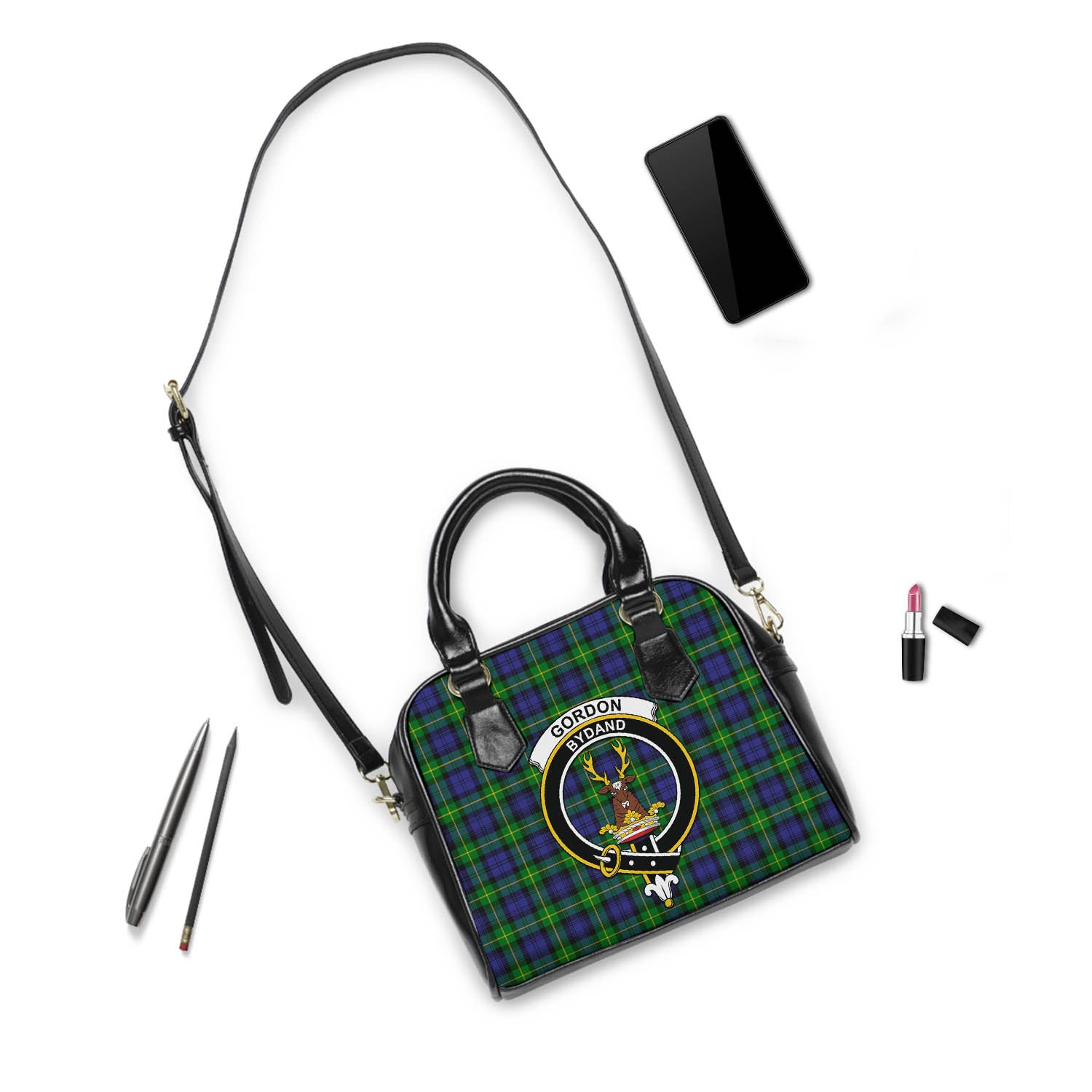 Gordon Modern Tartan Shoulder Handbags with Family Crest - Tartanvibesclothing