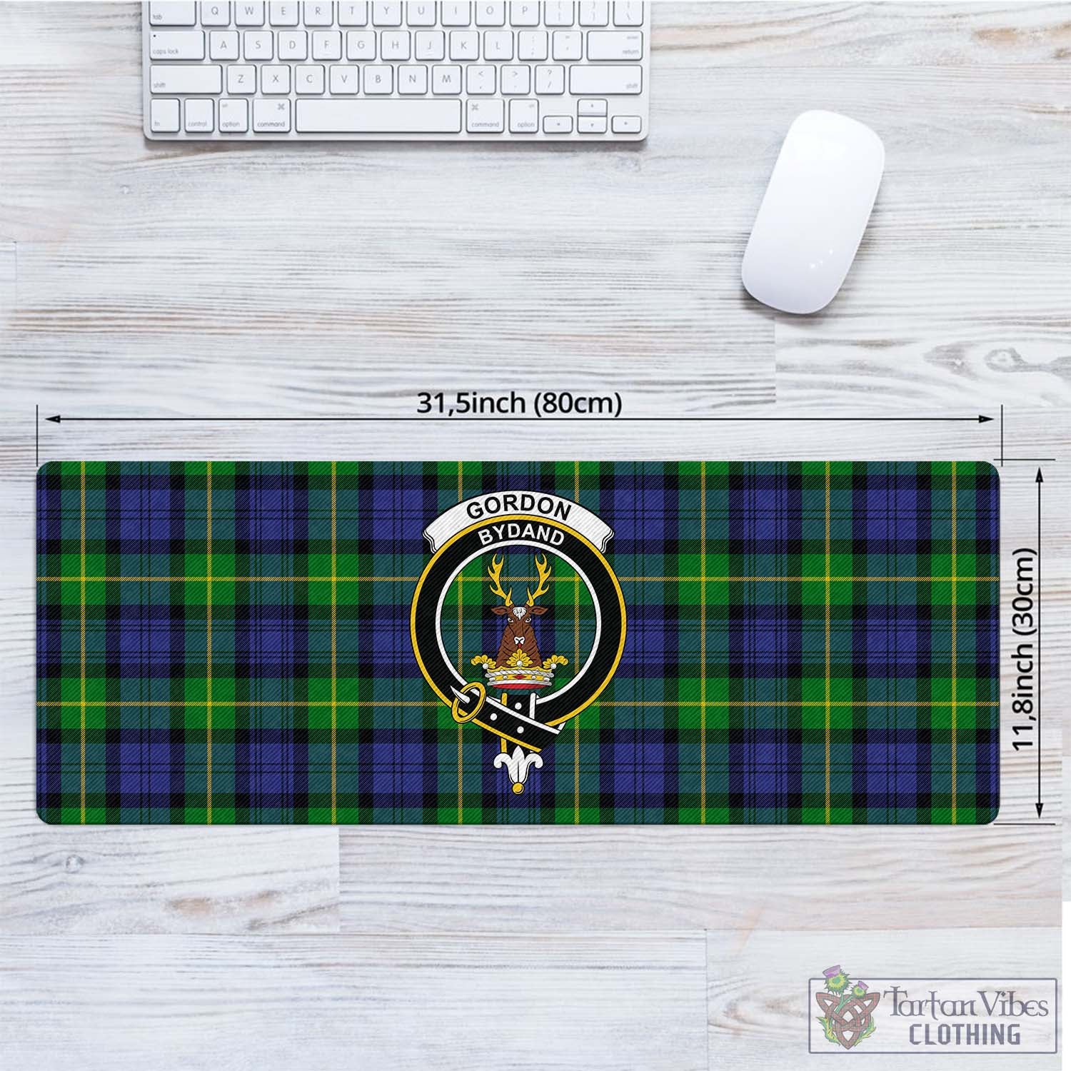 Tartan Vibes Clothing Gordon Modern Tartan Mouse Pad with Family Crest