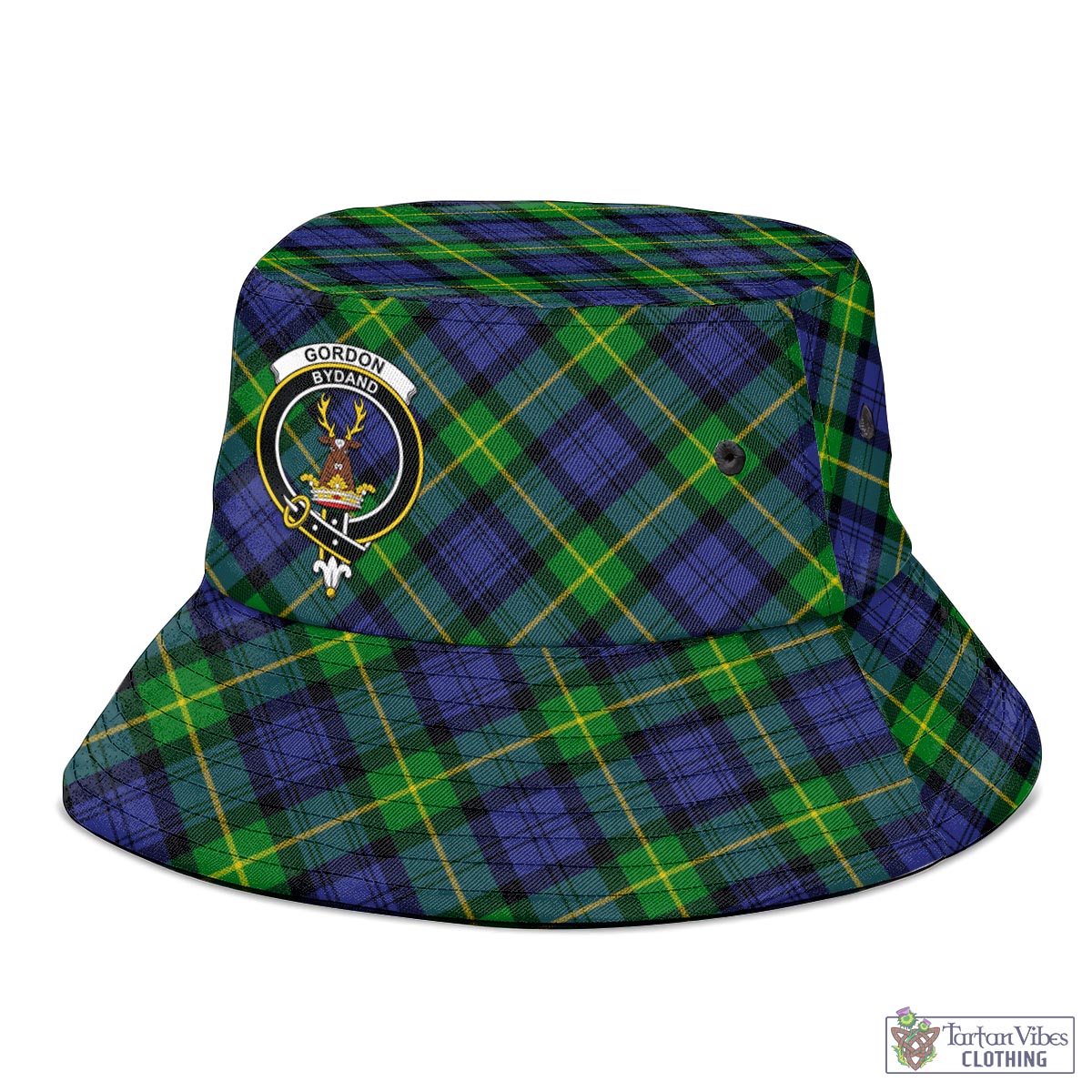 Tartan Vibes Clothing Gordon Modern Tartan Bucket Hat with Family Crest