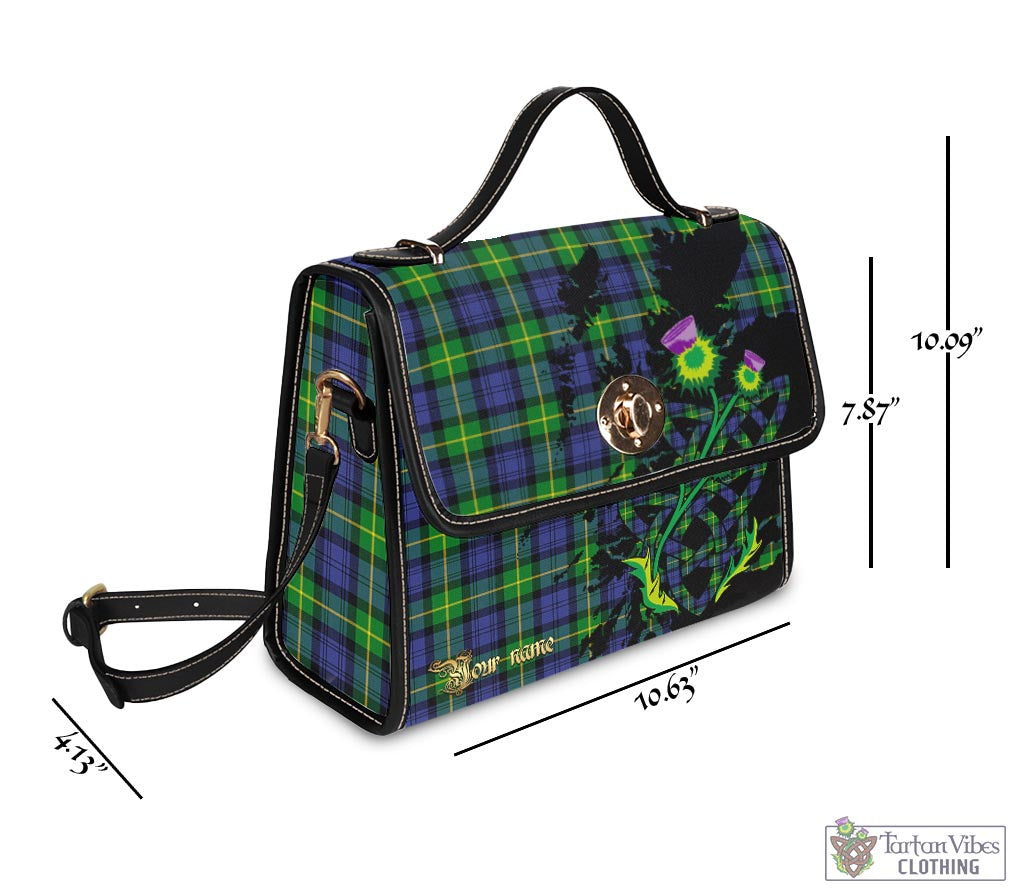 Tartan Vibes Clothing Gordon Modern Tartan Waterproof Canvas Bag with Scotland Map and Thistle Celtic Accents