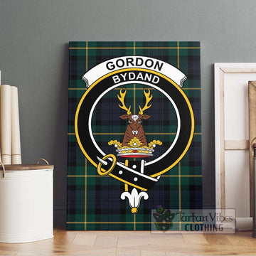 Gordon Old Tartan Canvas Print Wall Art with Family Crest