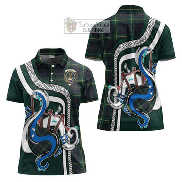 Gordon Old Tartan Women's Polo Shirt with Epic Bagpipe Style