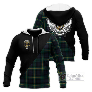 Gordon Old Tartan Knitted Hoodie with Family Crest and Military Logo Style