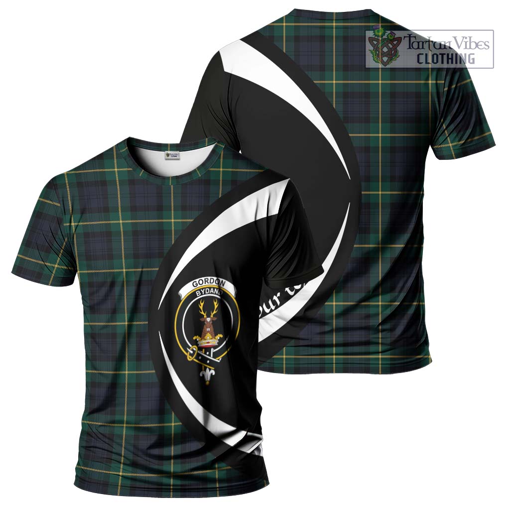 Tartan Vibes Clothing Gordon Old Tartan T-Shirt with Family Crest Circle Style