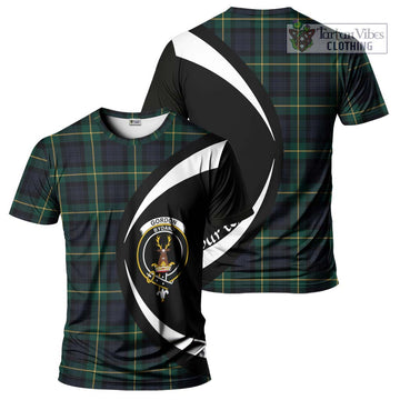 Gordon Old Tartan T-Shirt with Family Crest Circle Style