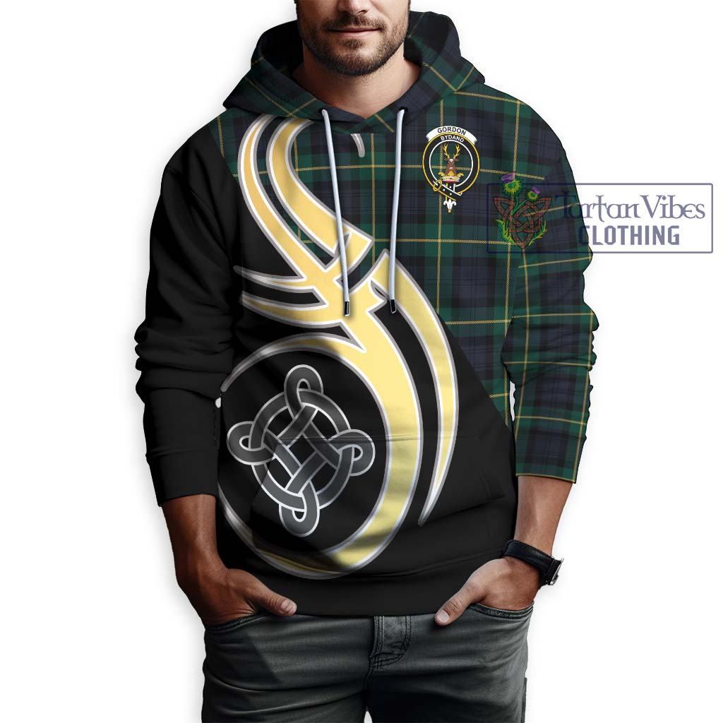 Gordon Old Tartan Hoodie with Family Crest and Celtic Symbol Style Zip Hoodie - Tartan Vibes Clothing