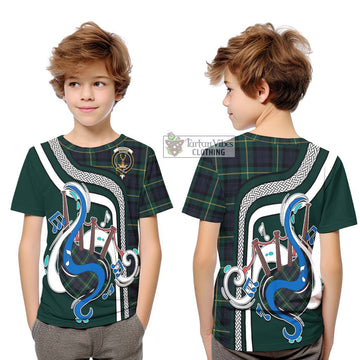 Gordon Old Tartan Kid T-Shirt with Epic Bagpipe Style