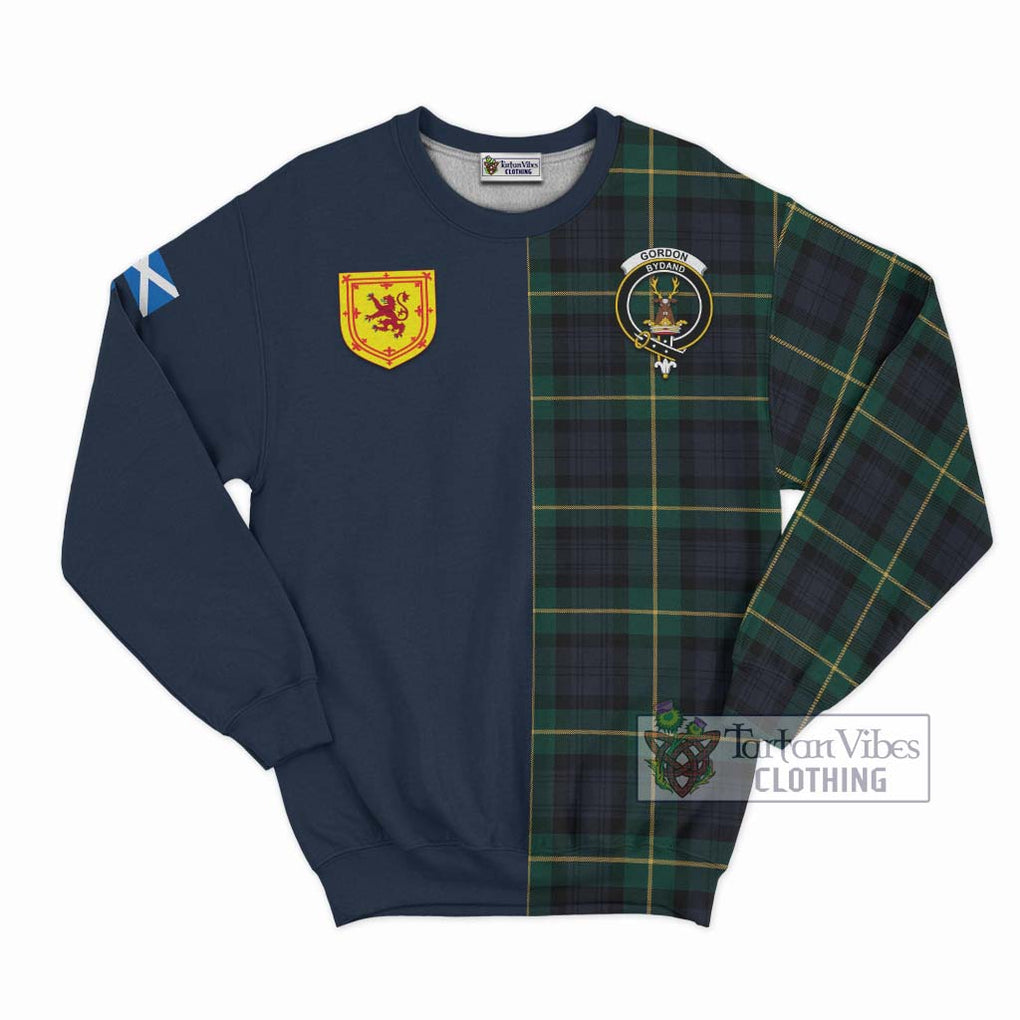 Tartan Vibes Clothing Gordon Old Tartan Sweatshirt with Scottish Lion Royal Arm Half Style