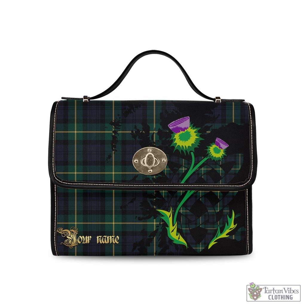 Tartan Vibes Clothing Gordon Old Tartan Waterproof Canvas Bag with Scotland Map and Thistle Celtic Accents