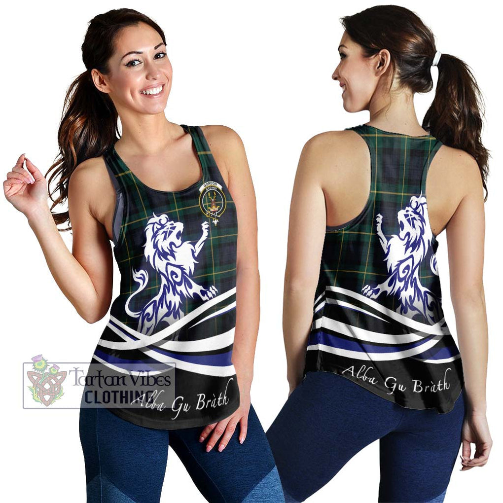 Gordon Old Tartan Women's Racerback Tanks with Alba Gu Brath Regal Lion Emblem 4XL - Tartanvibesclothing Shop