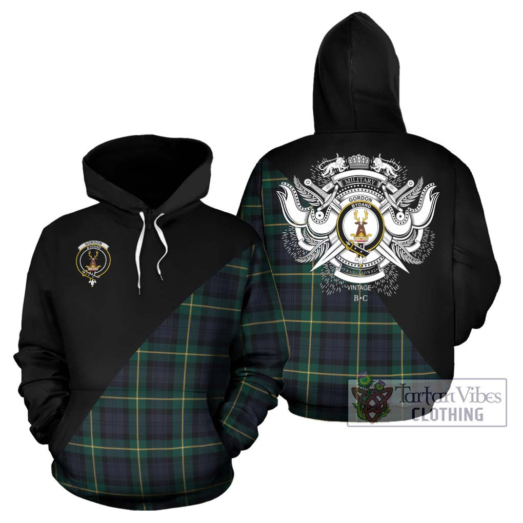 Gordon Old Tartan Hoodie with Family Crest and Military Logo Style Zip Hoodie - Tartanvibesclothing Shop