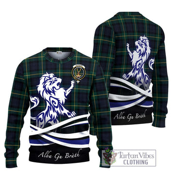 Gordon Old Tartan Ugly Sweater with Alba Gu Brath Regal Lion Emblem