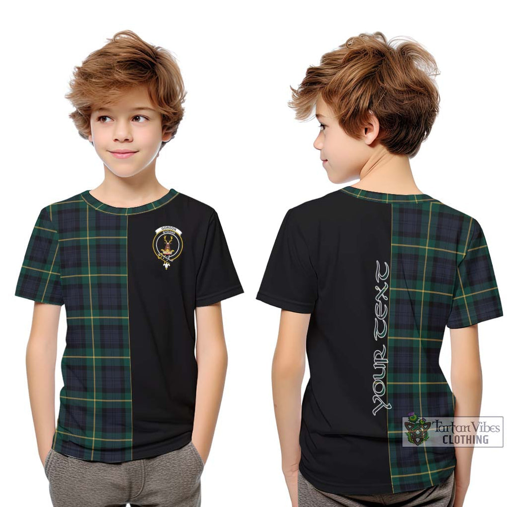 Gordon Old Tartan Kid T-Shirt with Family Crest and Half Of Me Style Youth XL Size14 - Tartanvibesclothing Shop