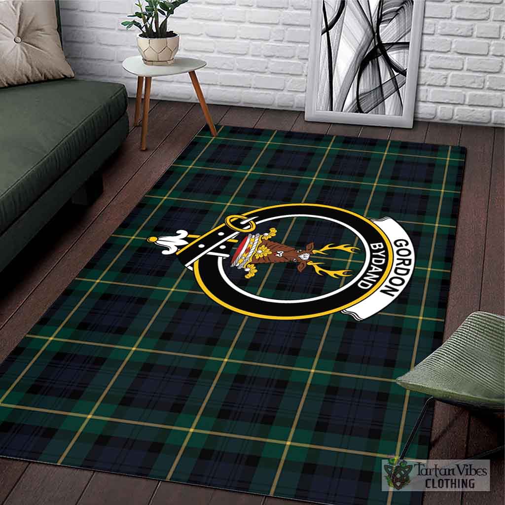 Tartan Vibes Clothing Gordon Old Tartan Area Rug with Family Crest