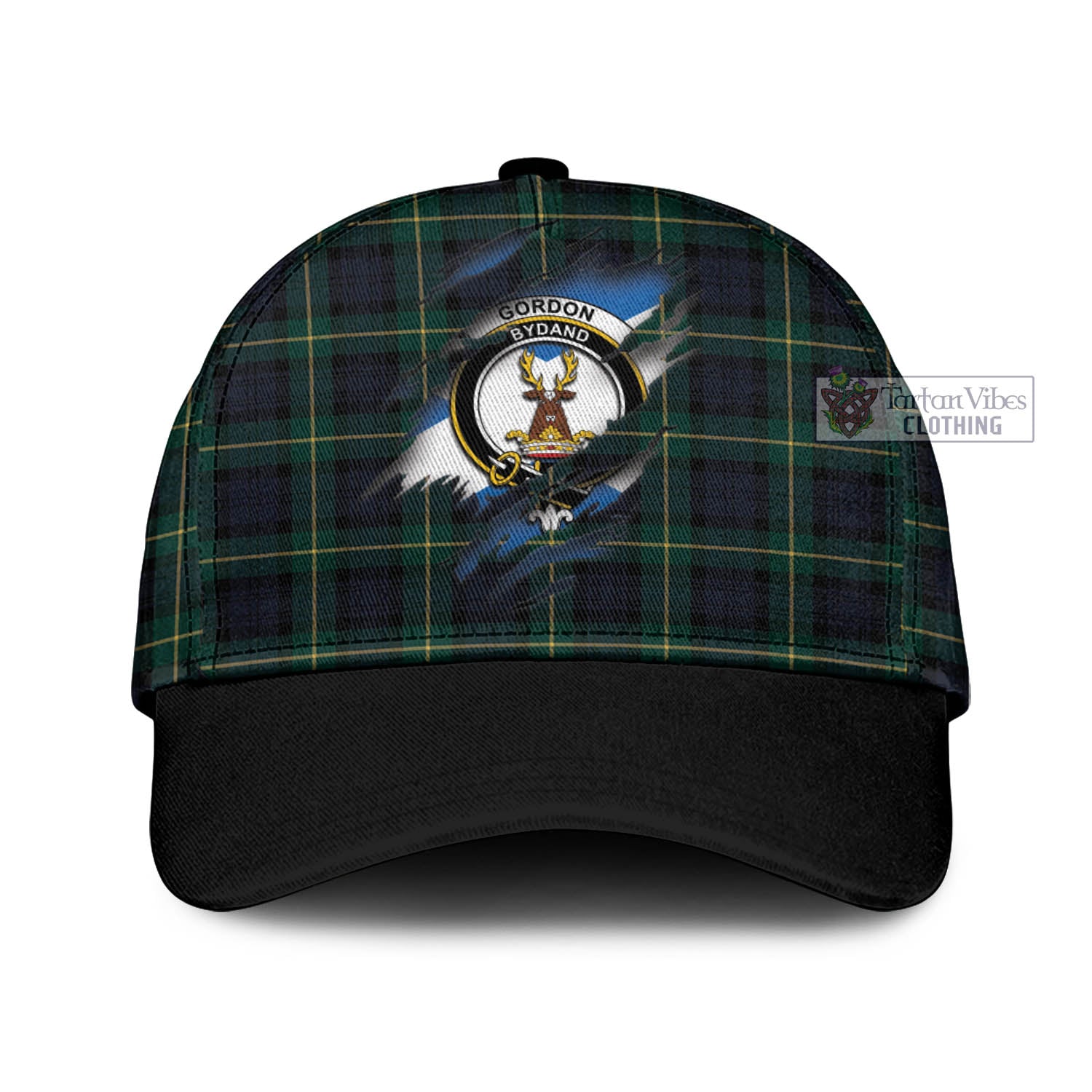 Tartan Vibes Clothing Gordon Old Tartan Classic Cap with Family Crest In Me Style