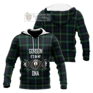 Gordon Old Tartan Knitted Hoodie with Family Crest DNA In Me Style