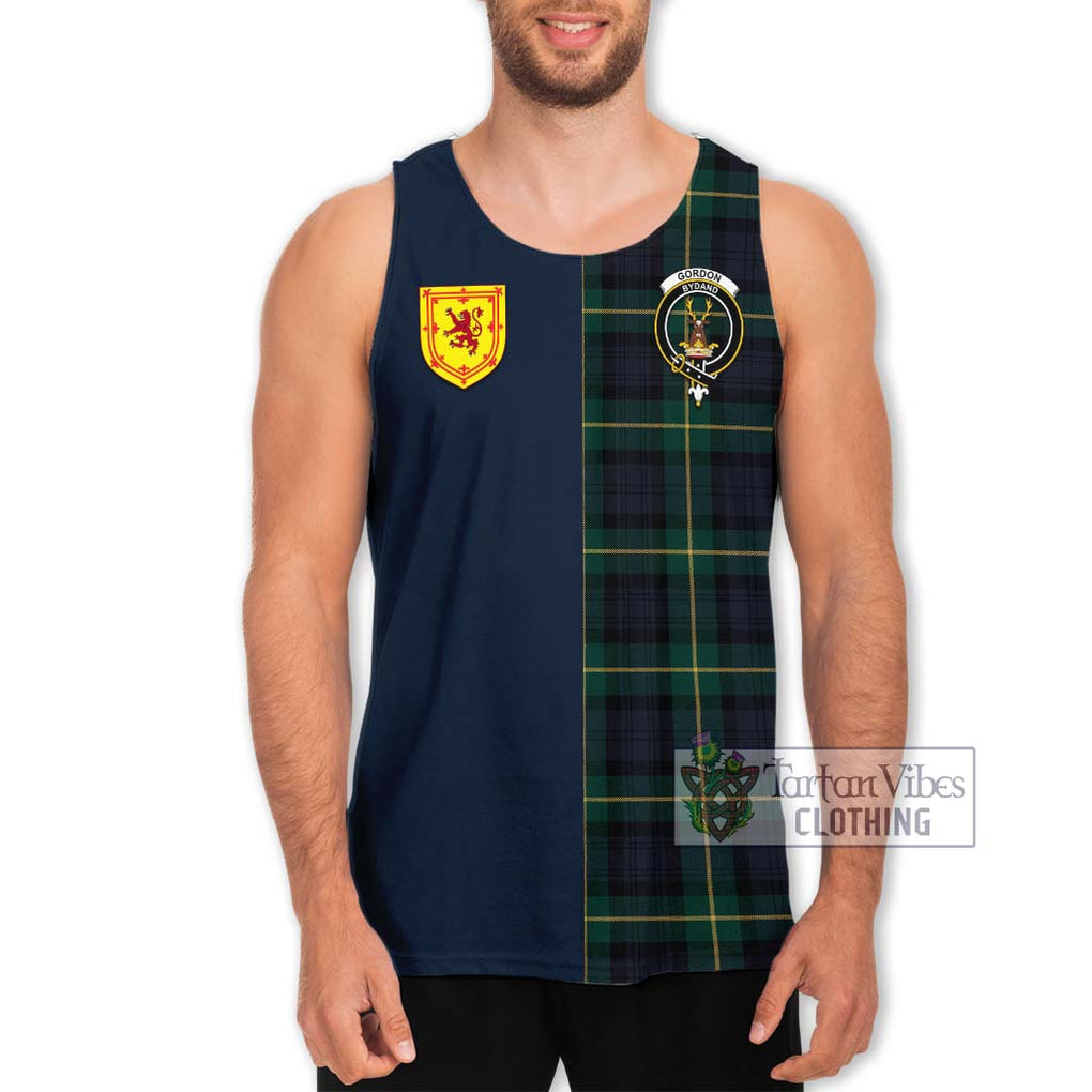 Tartan Vibes Clothing Gordon Old Tartan Men's Tank Top with Scottish Lion Royal Arm Half Style