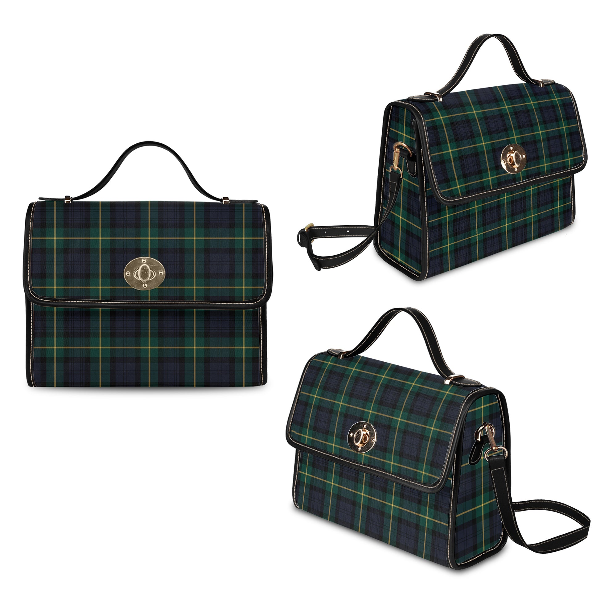 Tartan Vibes Clothing Gordon Old Tartan Leather Strap Waterproof Canvas Bag