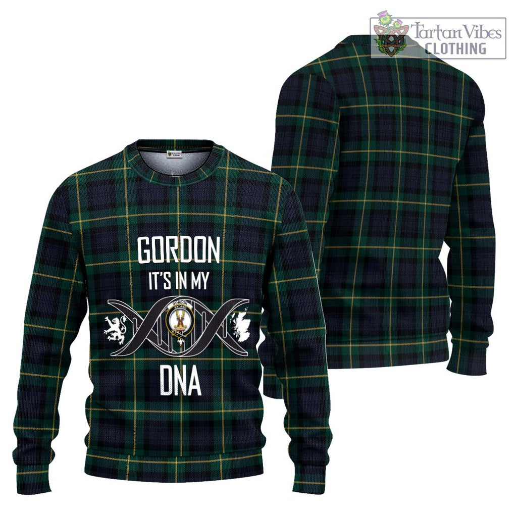 Gordon Old Tartan Knitted Sweater with Family Crest DNA In Me Style Unisex - Tartanvibesclothing Shop