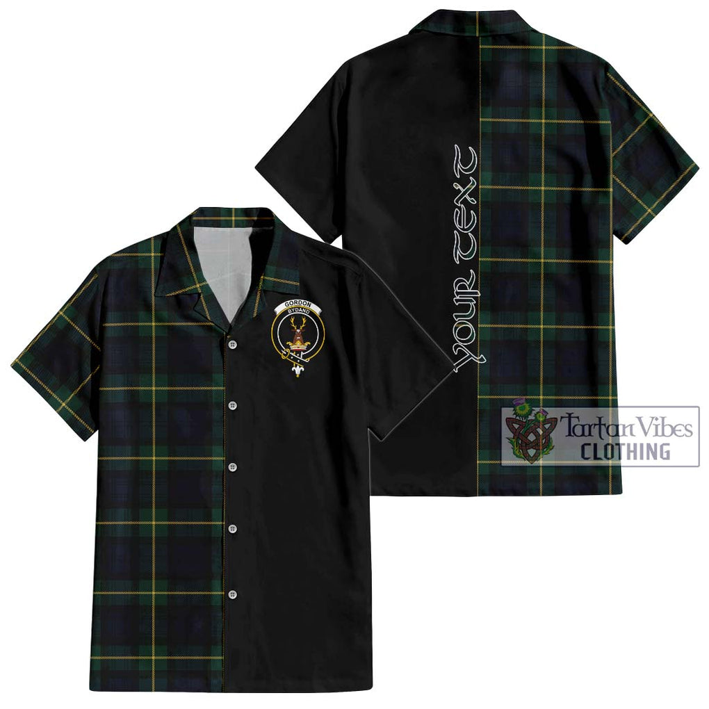 Gordon Old Tartan Short Sleeve Button Shirt with Family Crest and Half Of Me Style Kid - Tartanvibesclothing Shop