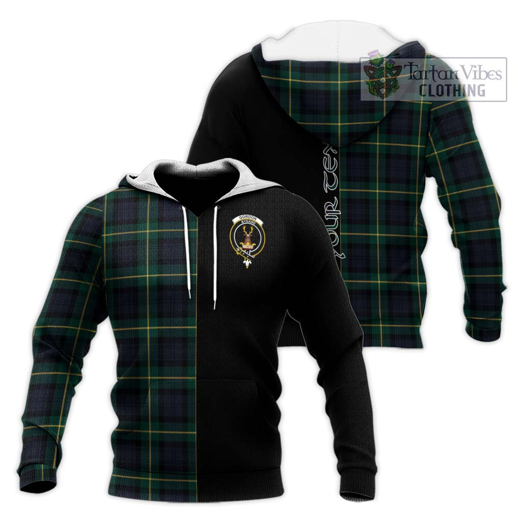 Gordon Old Tartan Knitted Hoodie with Family Crest and Half Of Me Style Unisex Knitted Pullover Hoodie - Tartanvibesclothing Shop