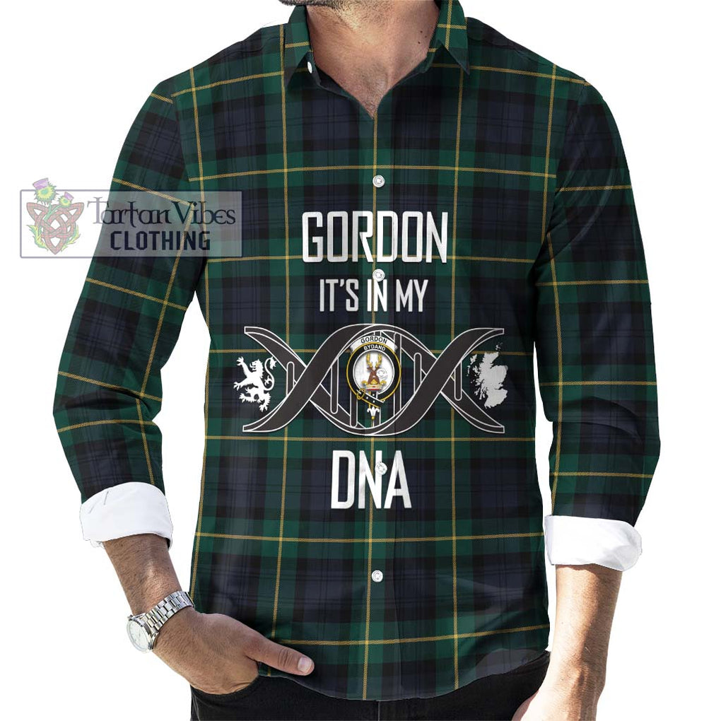 Gordon Old Tartan Long Sleeve Button Shirt with Family Crest DNA In Me Style Men's Shirt S - Tartanvibesclothing Shop