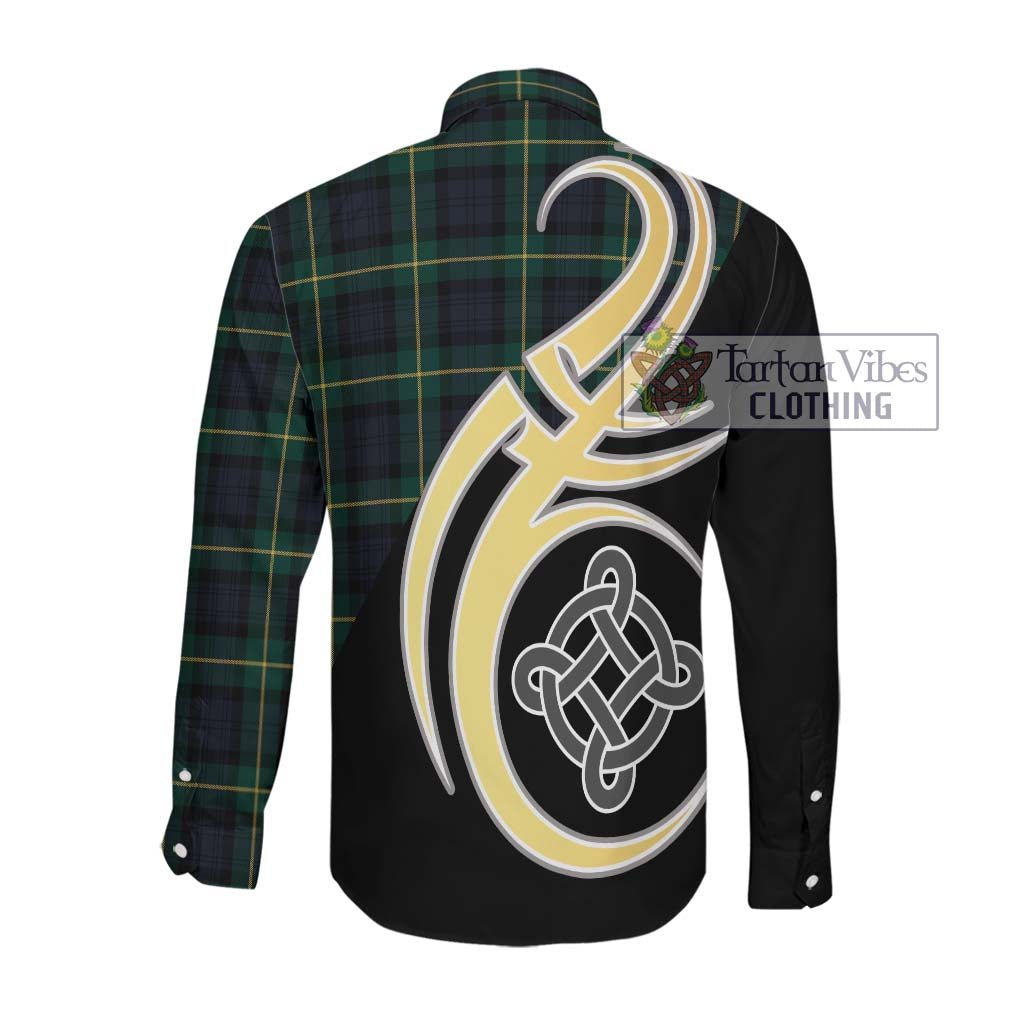 Gordon Old Tartan Long Sleeve Button Shirt with Family Crest and Celtic Symbol Style Men's Shirt - Tartan Vibes Clothing