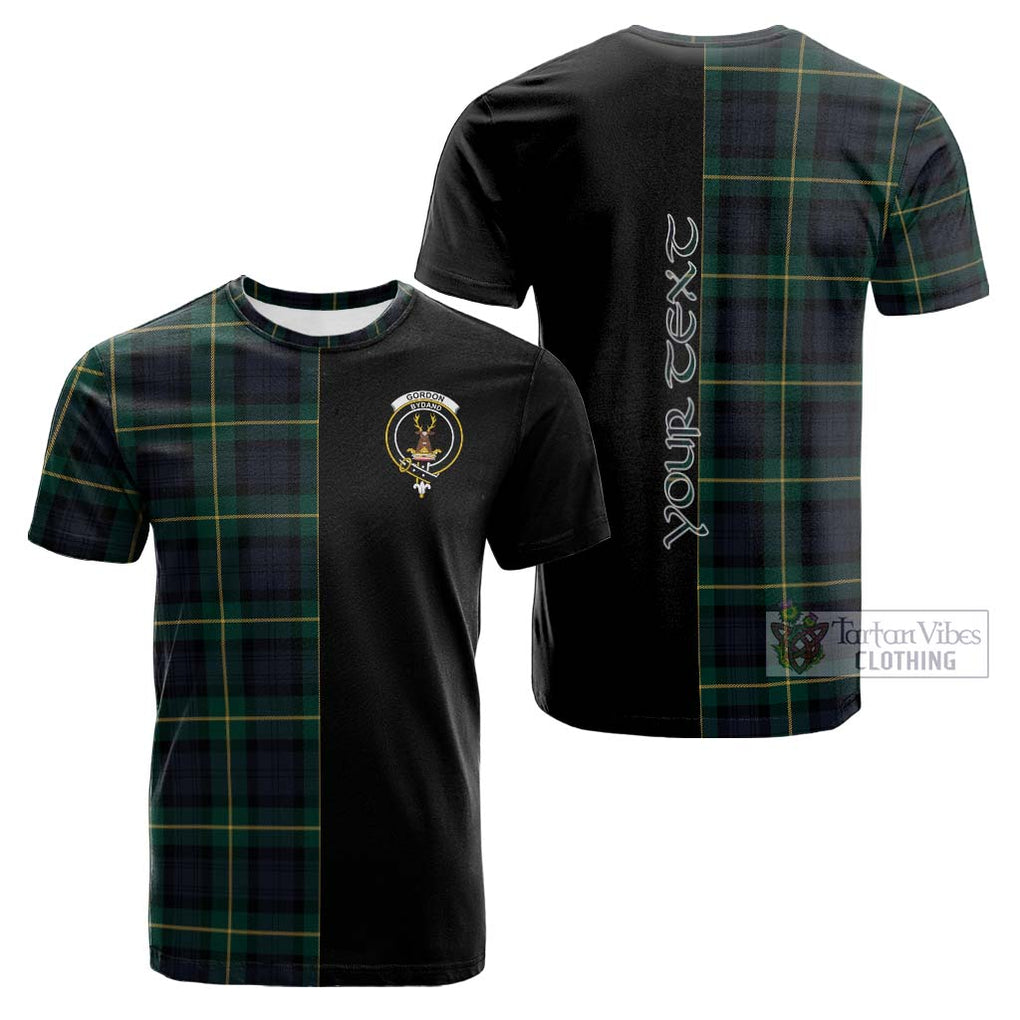 Tartan Vibes Clothing Gordon Old Tartan Cotton T-shirt with Family Crest and Half Of Me Style