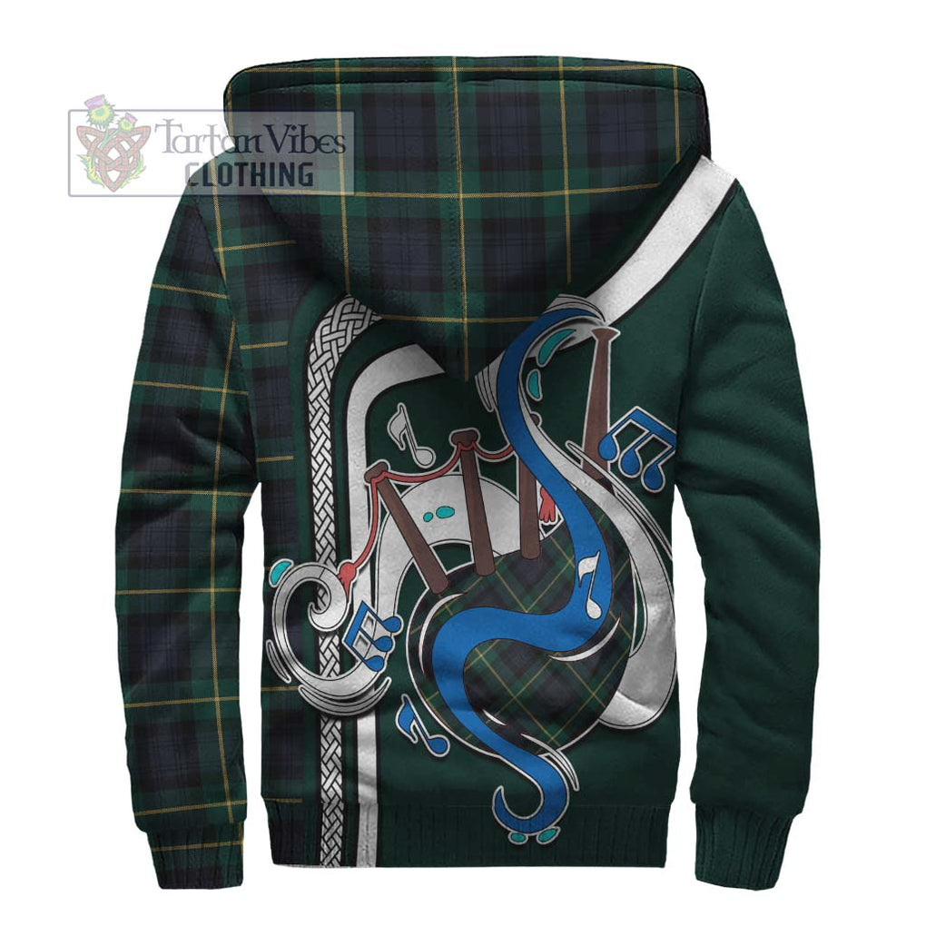 Gordon Old Tartan Sherpa Hoodie with Epic Bagpipe Style - Tartanvibesclothing Shop