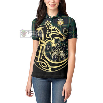 Gordon Old Tartan Women's Polo Shirt with Family Crest Celtic Wolf Style